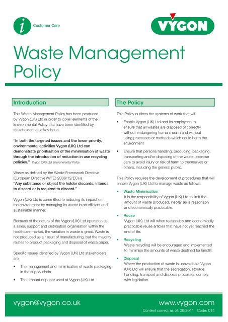 Waste Management Policies 2020 .